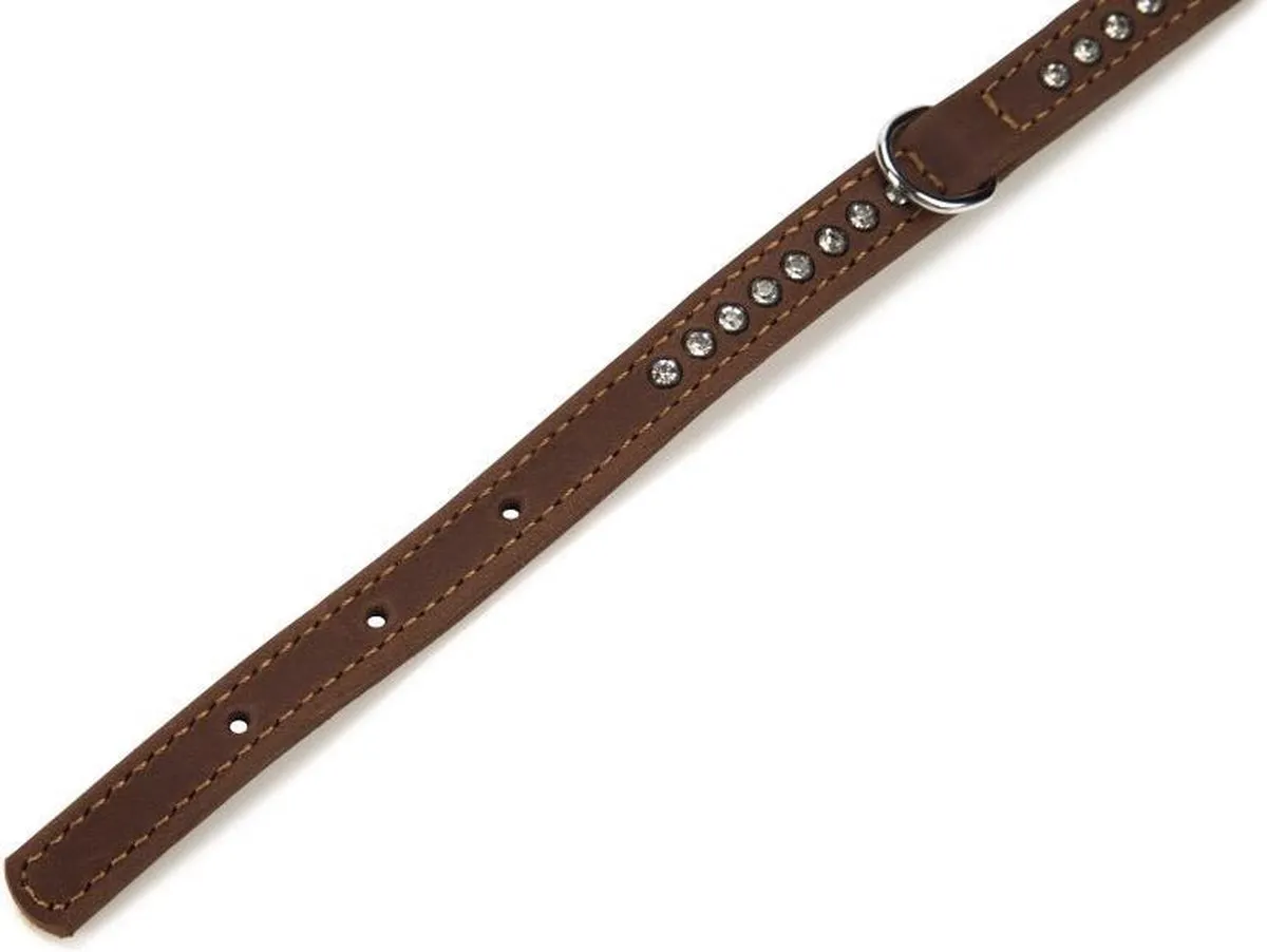 Beeztees Leren Halsband Buffalo Strass - Bruin - 24cm x 10mm
