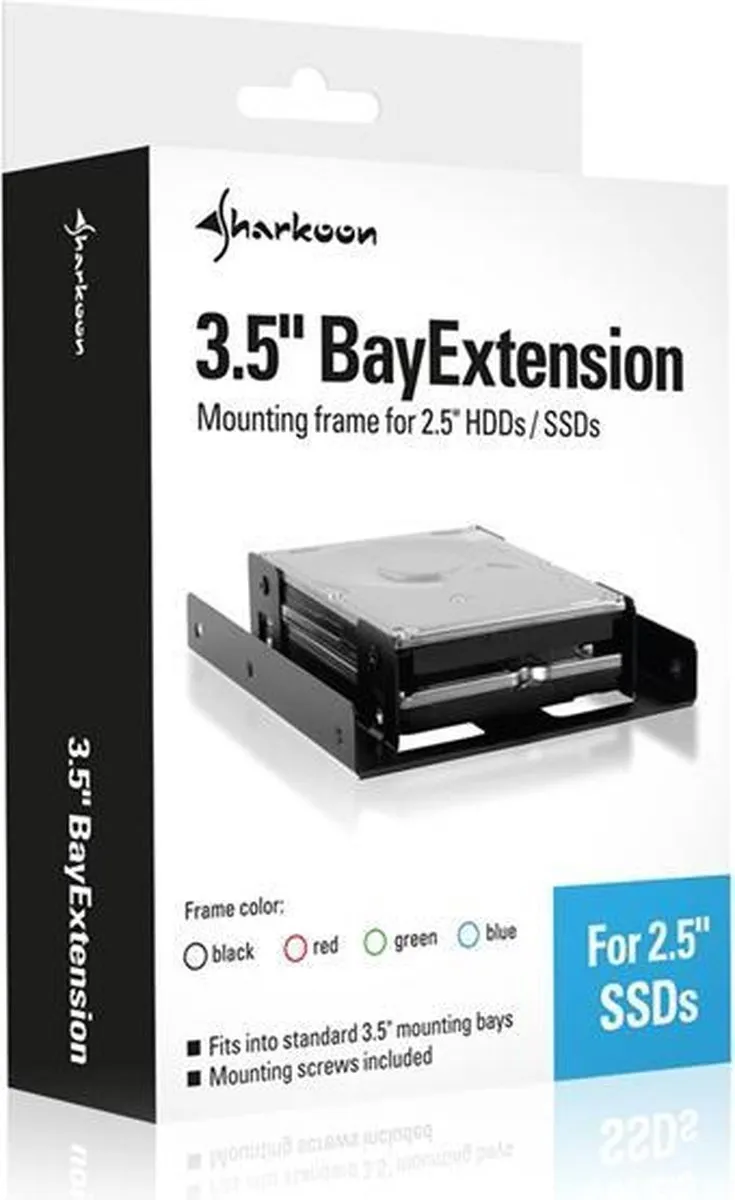 Sharkoon 3.5" BayExtension SSD Montageframe - Zwart