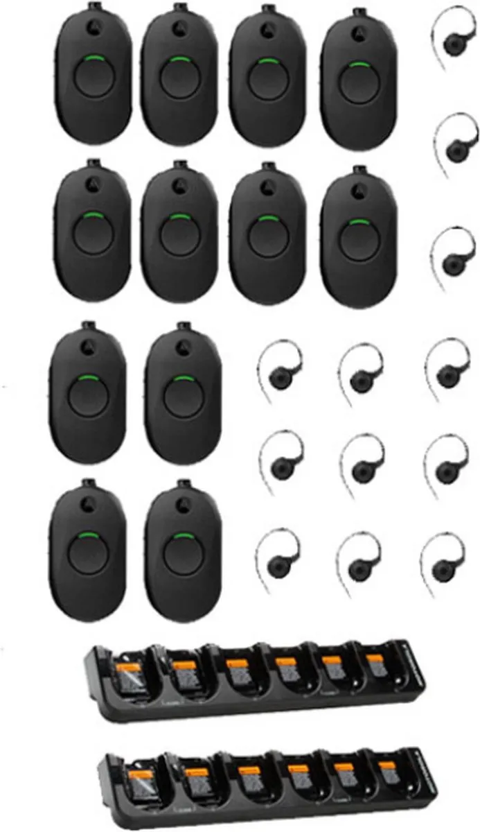 Motorola CLP446E Portofoons Set - 12 Stuks (2x Multilader) - Zwart