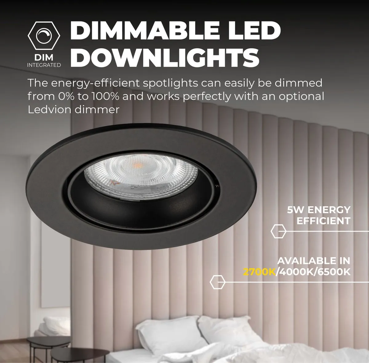 Ledvion LED Inbouwspot Rio 3W - Zwart - afbeelding 6 van 6