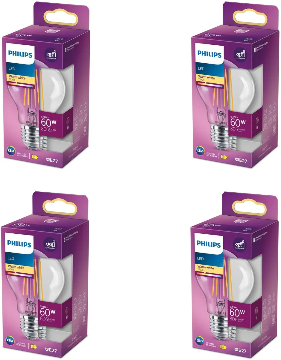 Philips LED E27 Standaardlamp 5.9W Warmwit