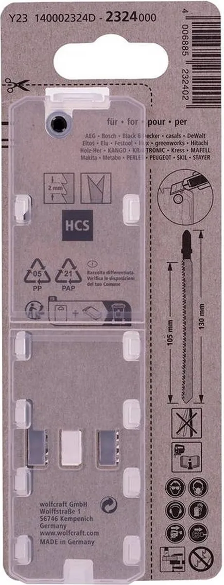 Wolfcraft Decoupeerzaagblad HCS T-schacht 2324000