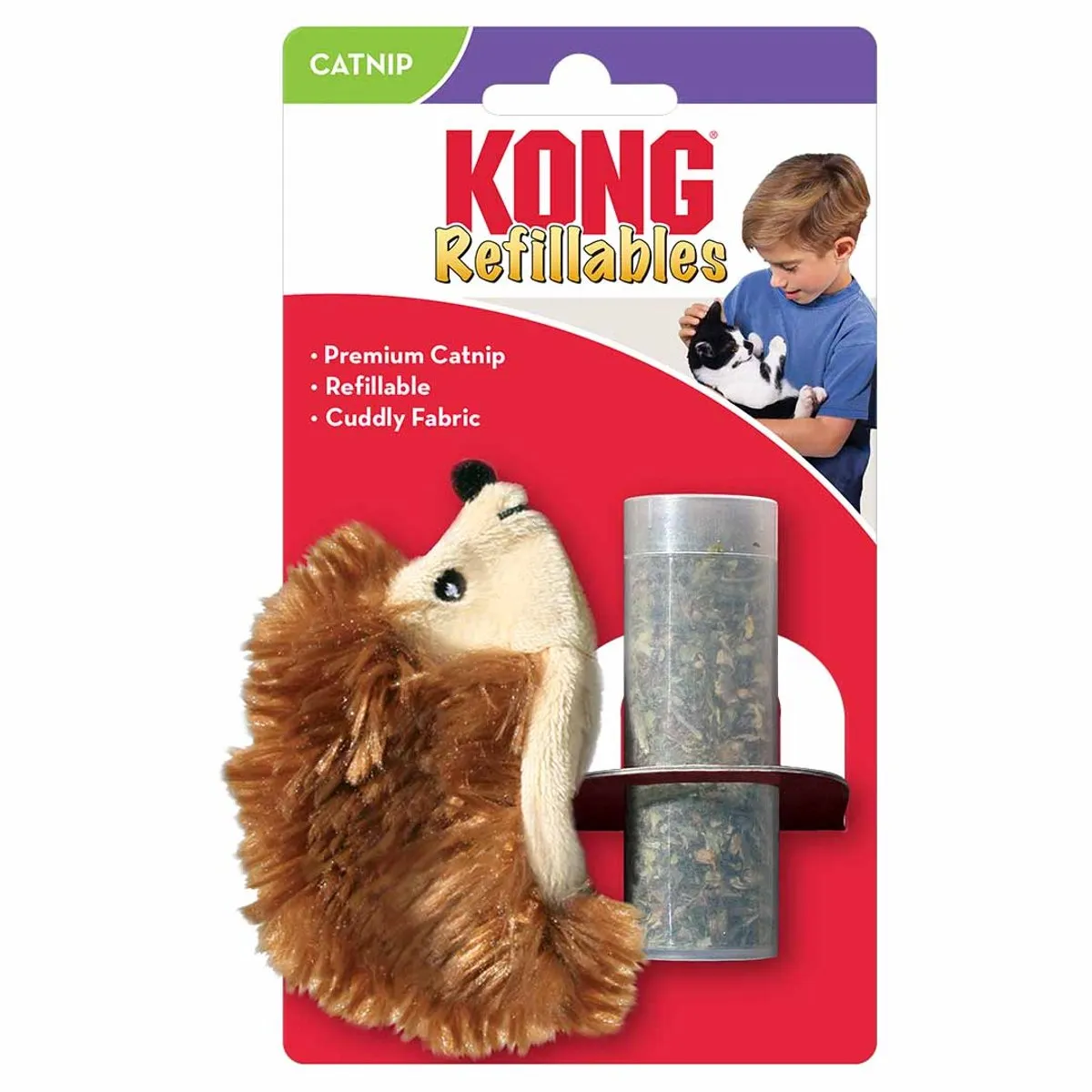 KONG Egel Met Catnip - 10 cm - Bruin