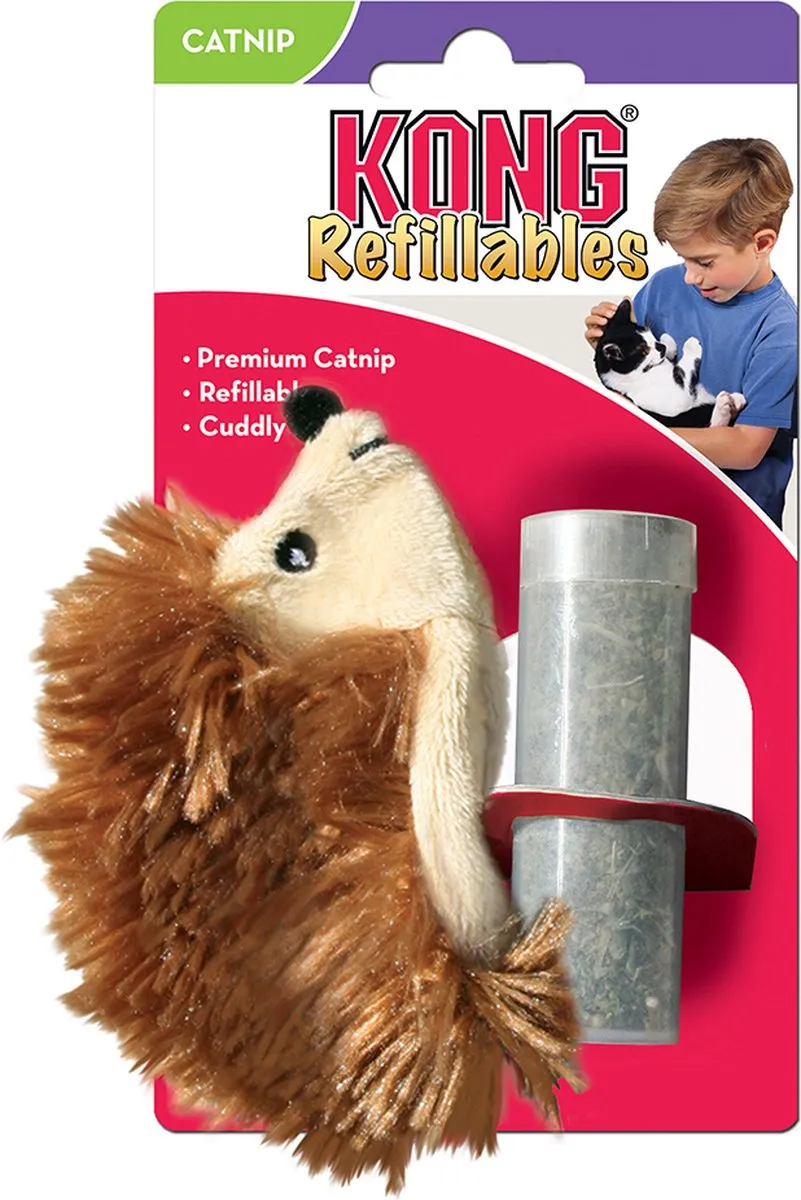 KONG Egel Met Catnip - 10 cm - Bruin