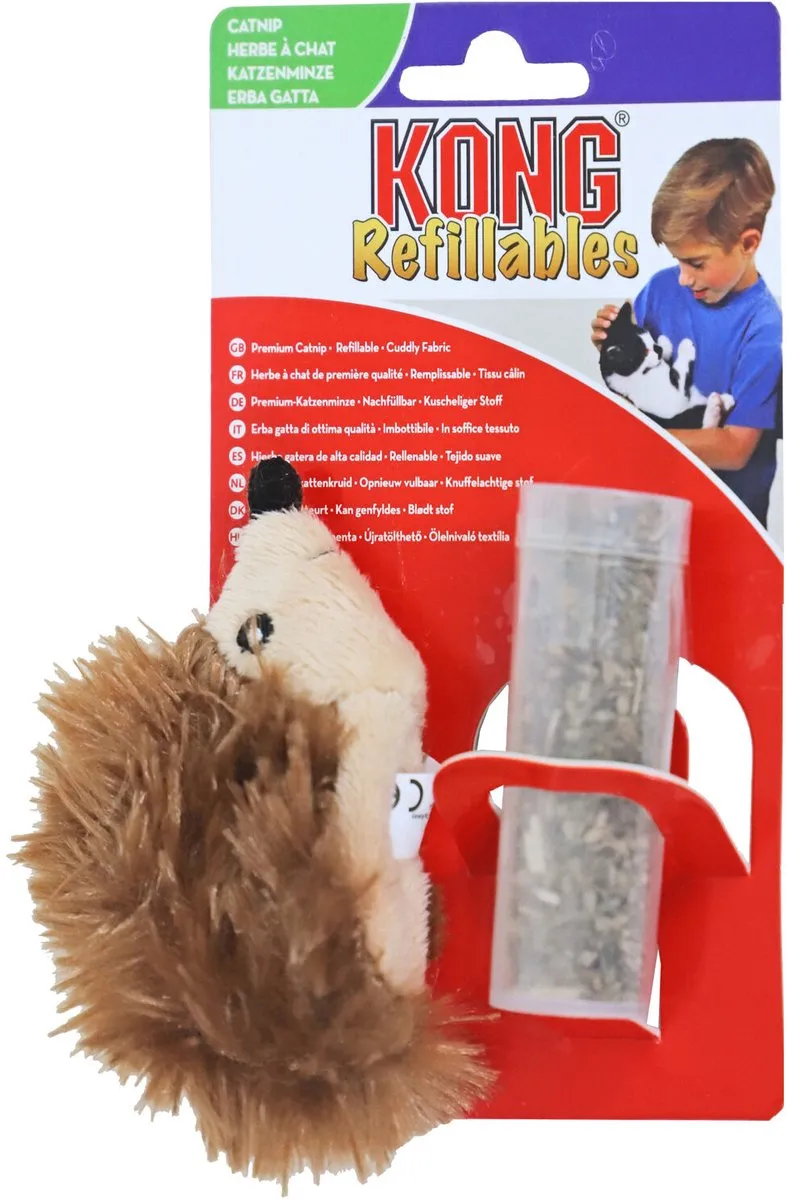 KONG Egel Met Catnip - 10 cm - Bruin