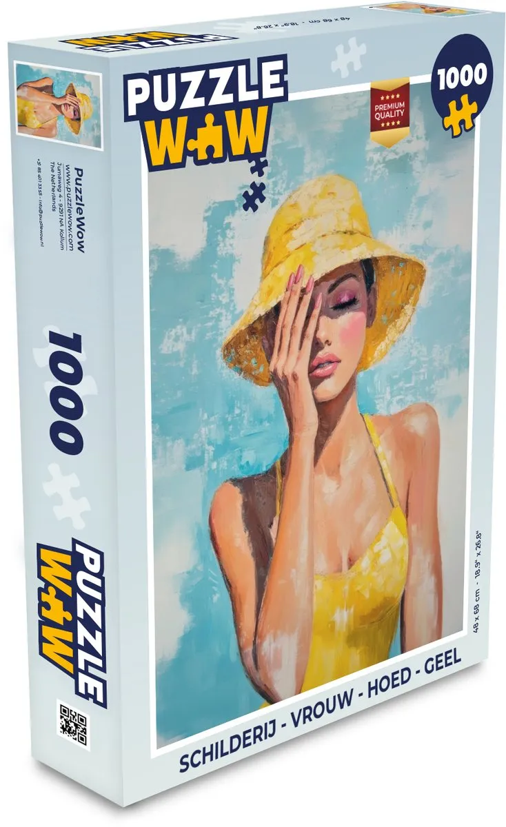 PuzzleWow Legpuzzel Vrouw met Hoed 1000 Stuks