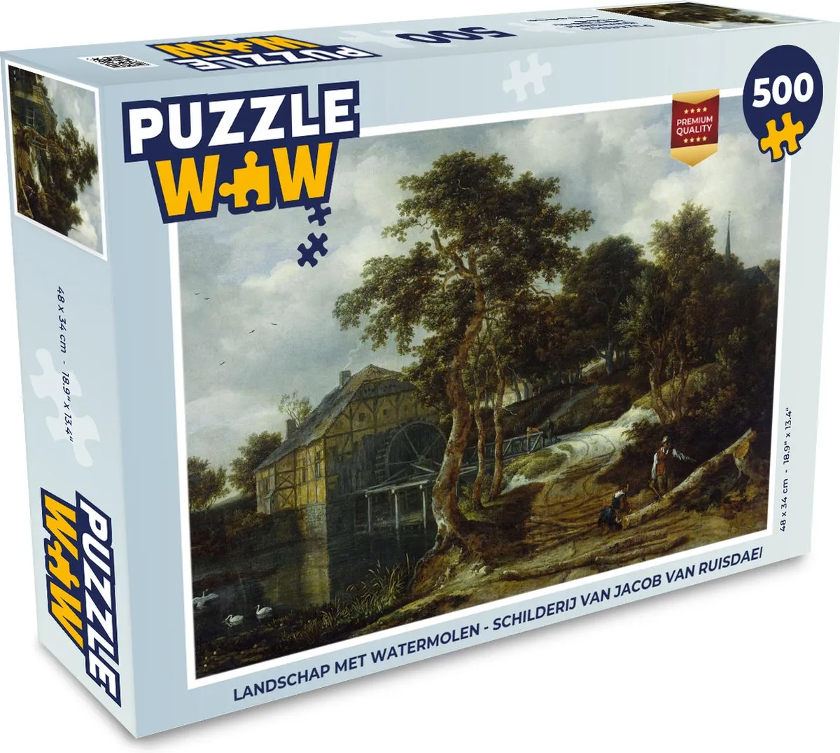 PuzzleWow Jacob van Ruisdael Landschap met Watermolen Legpuzzel 500 Stuks
