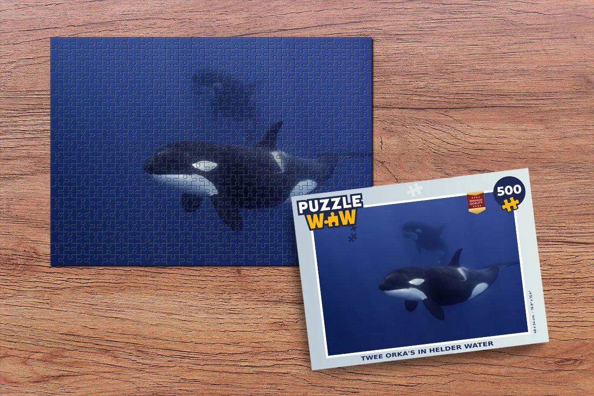 PuzzleWow Legpuzzel Twee Orka's in Helder Water 500 Stuks - Multicolor