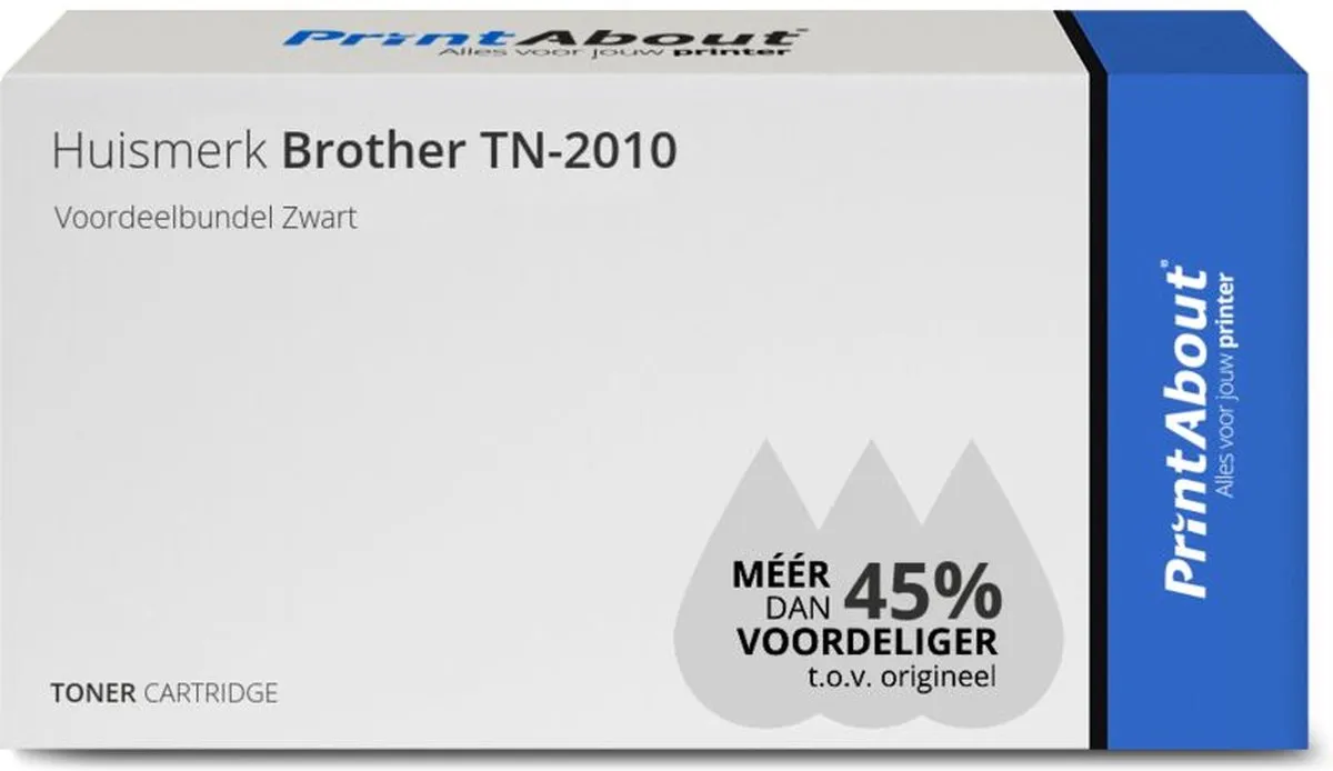 PrintAbout TN-2010 Toner Zwart - 2 Stuks