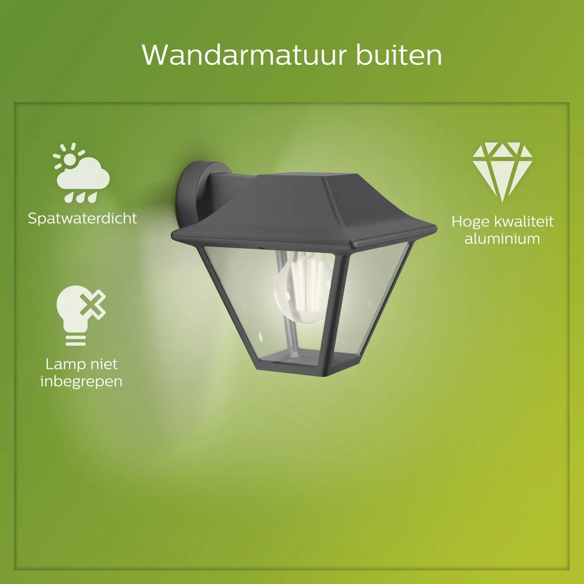Philips LED Alpenglow Wall Antraciet 60W Warm Wit