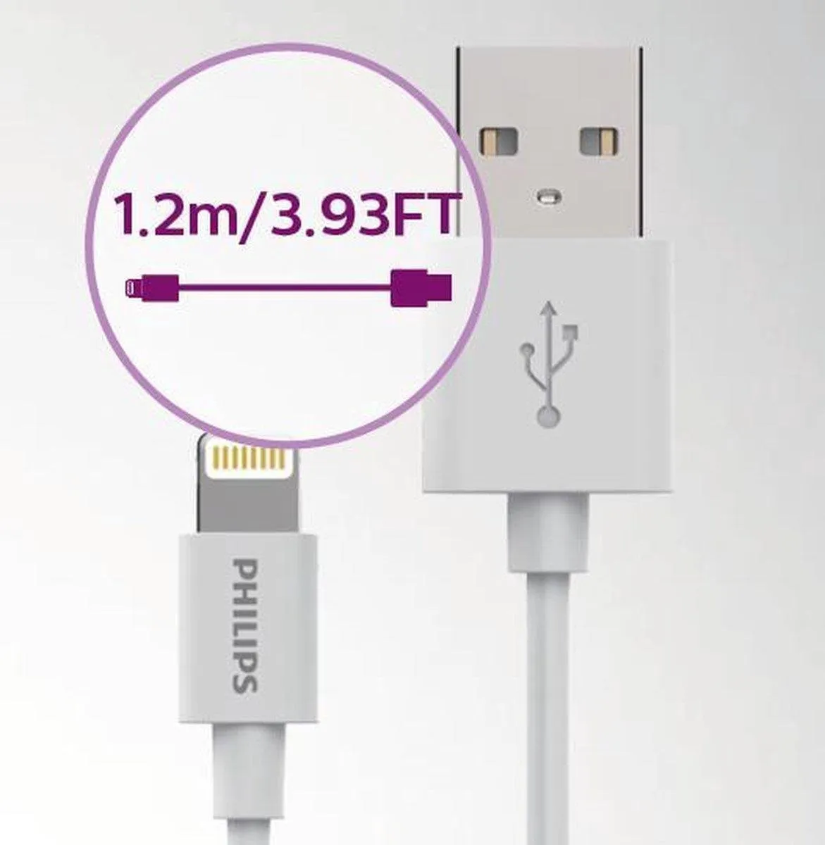 Philips DLC2103V Lightning USB Opladerkabel 1.2M