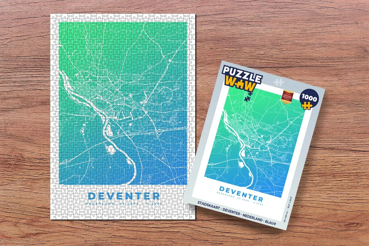 PuzzleWow Deventer Legpuzzel 1000 Stuks - Stadskaart Multicolor