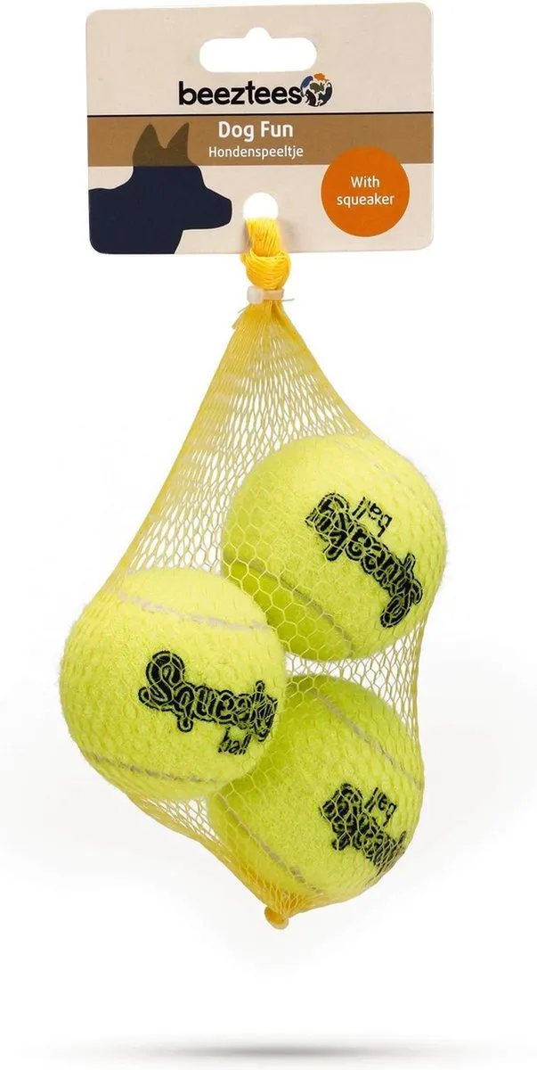 Beeztees Tennisbal+Pieper 6,5cm - Geel