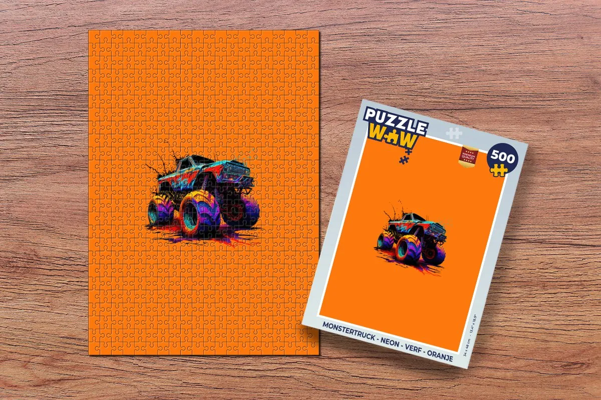 PuzzleWow Monstertruck Legpuzzel 500 Stuks - Neon Oranje
