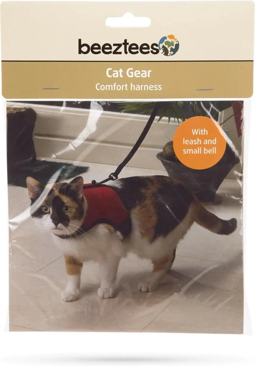 Beeztees Loopharnas Comfort Kattenuig M - Bordeaux