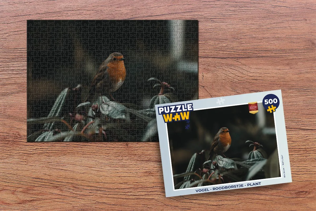 PuzzleWow Vogel - Roodborstje Legpuzzel 500 Stuks - Multicolor