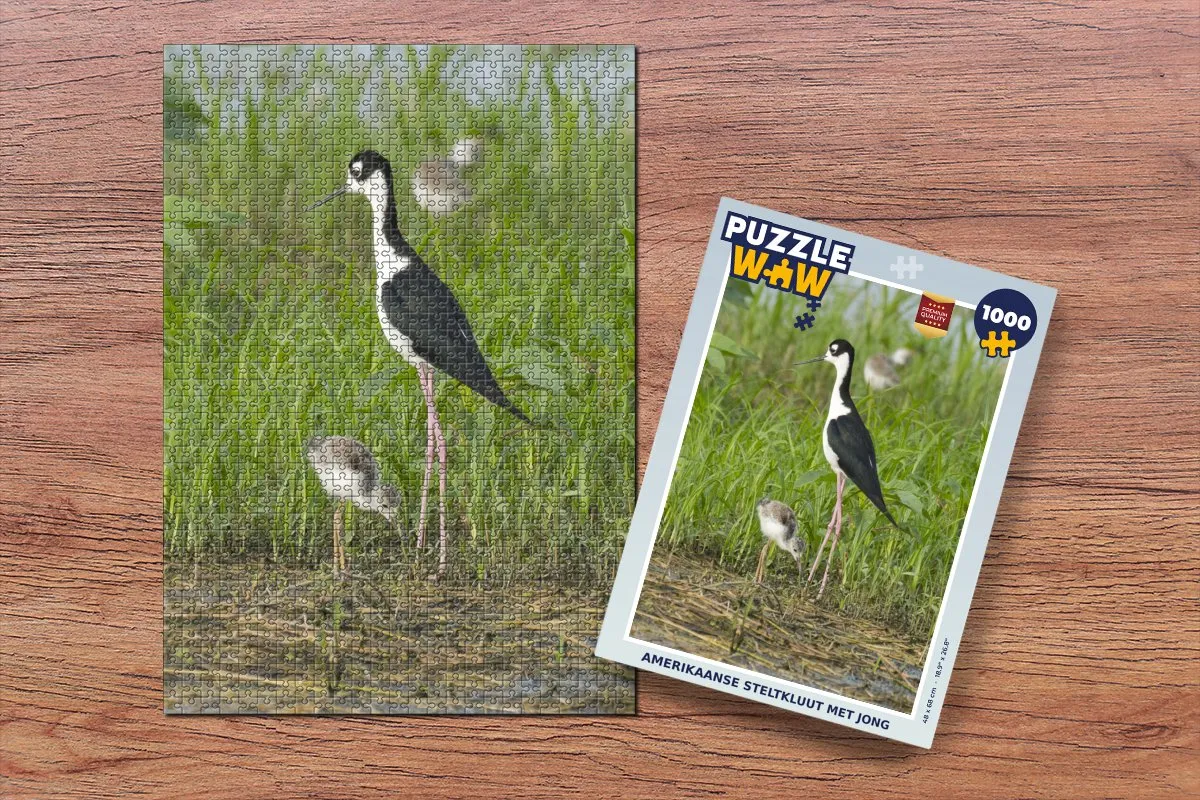 PuzzleWow Vogel Gras Kuiken Moeras Legpuzzel 1000 Stuks - Multicolor