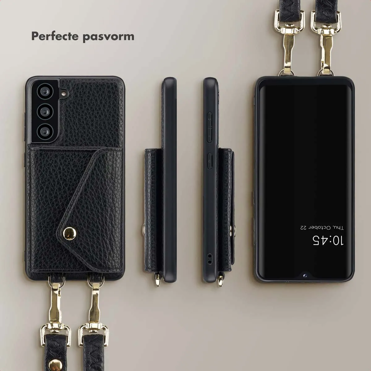 Selencia Koordhoes Samsung Galaxy S21 FE - 2 Pasjes - Zwart - afbeelding 6 van 6