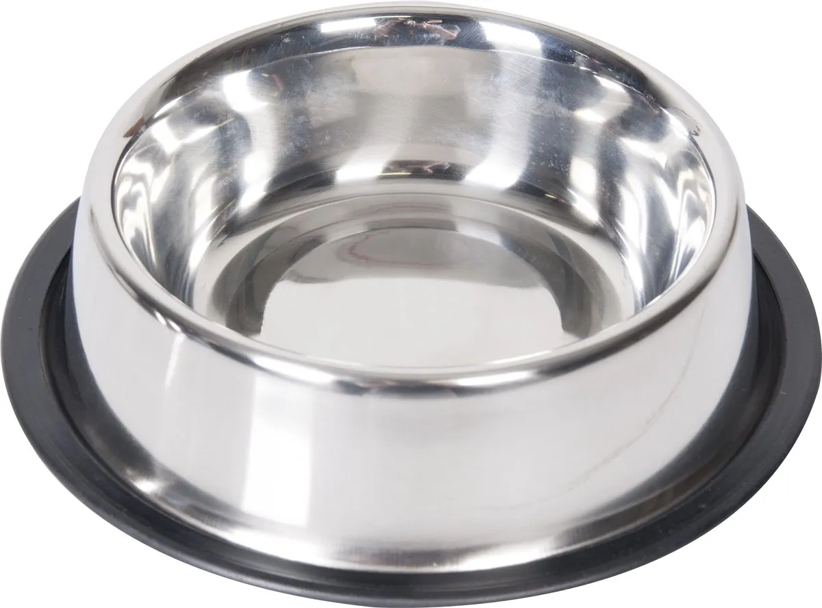Flamingo Hondenvoerbak Inox Antislip 30x30x5.5cm - Zilver