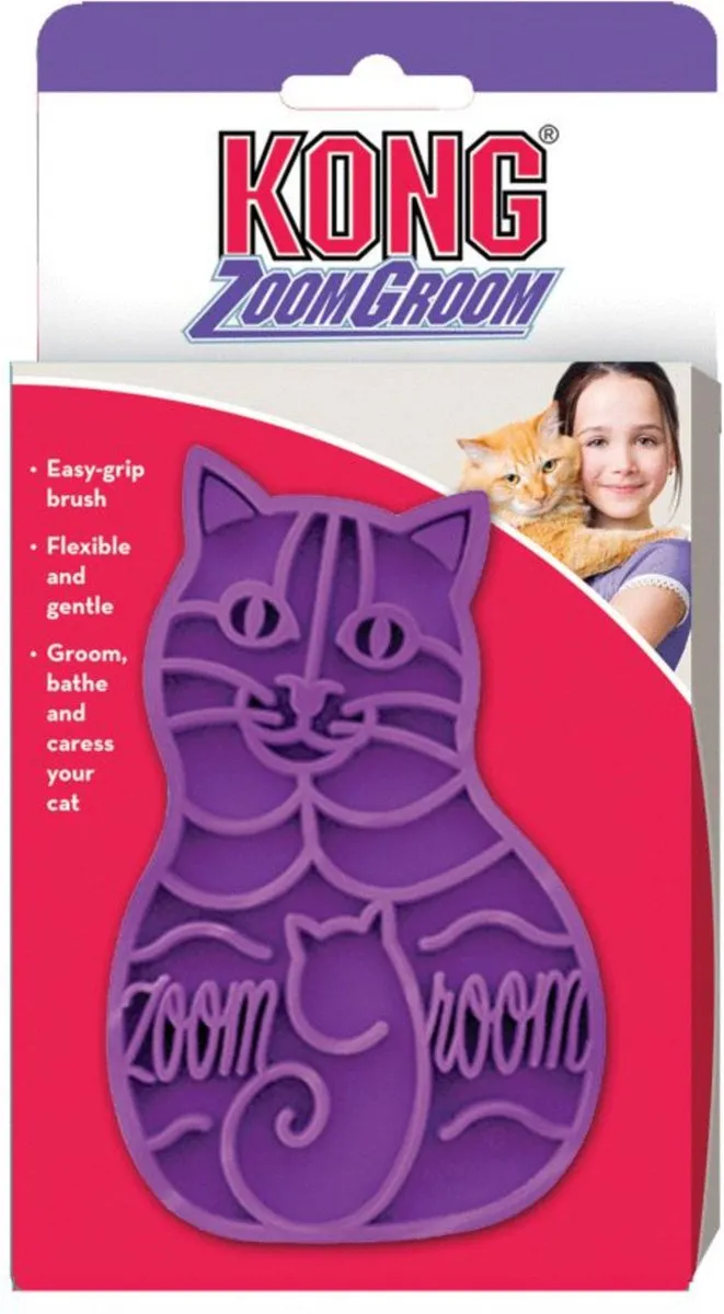KONG Zoom Groom Kattenborstel Paars 11cm
