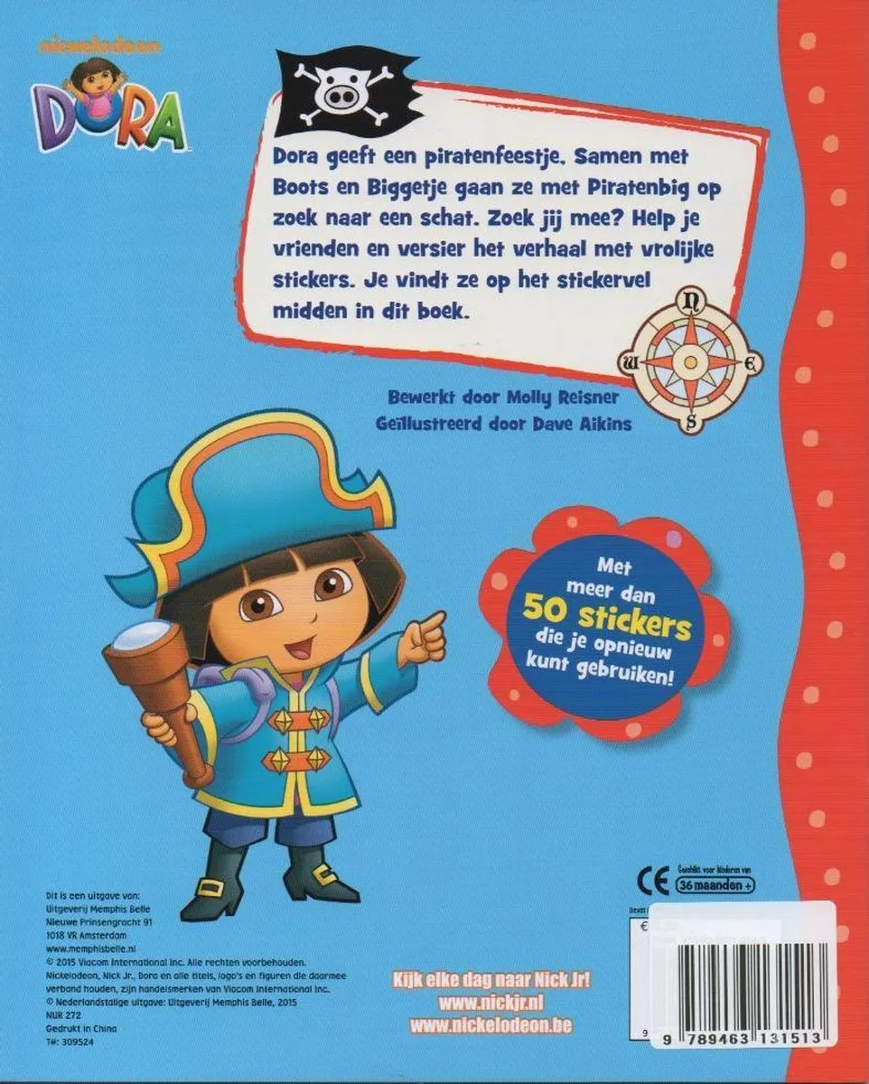 Nickelodeon Dora Piratenfeestje Stickerboek - Meerkleurig