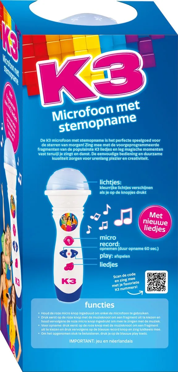 K3 Speelgoedmicrofoon - Met stemopname - Alle kleuren