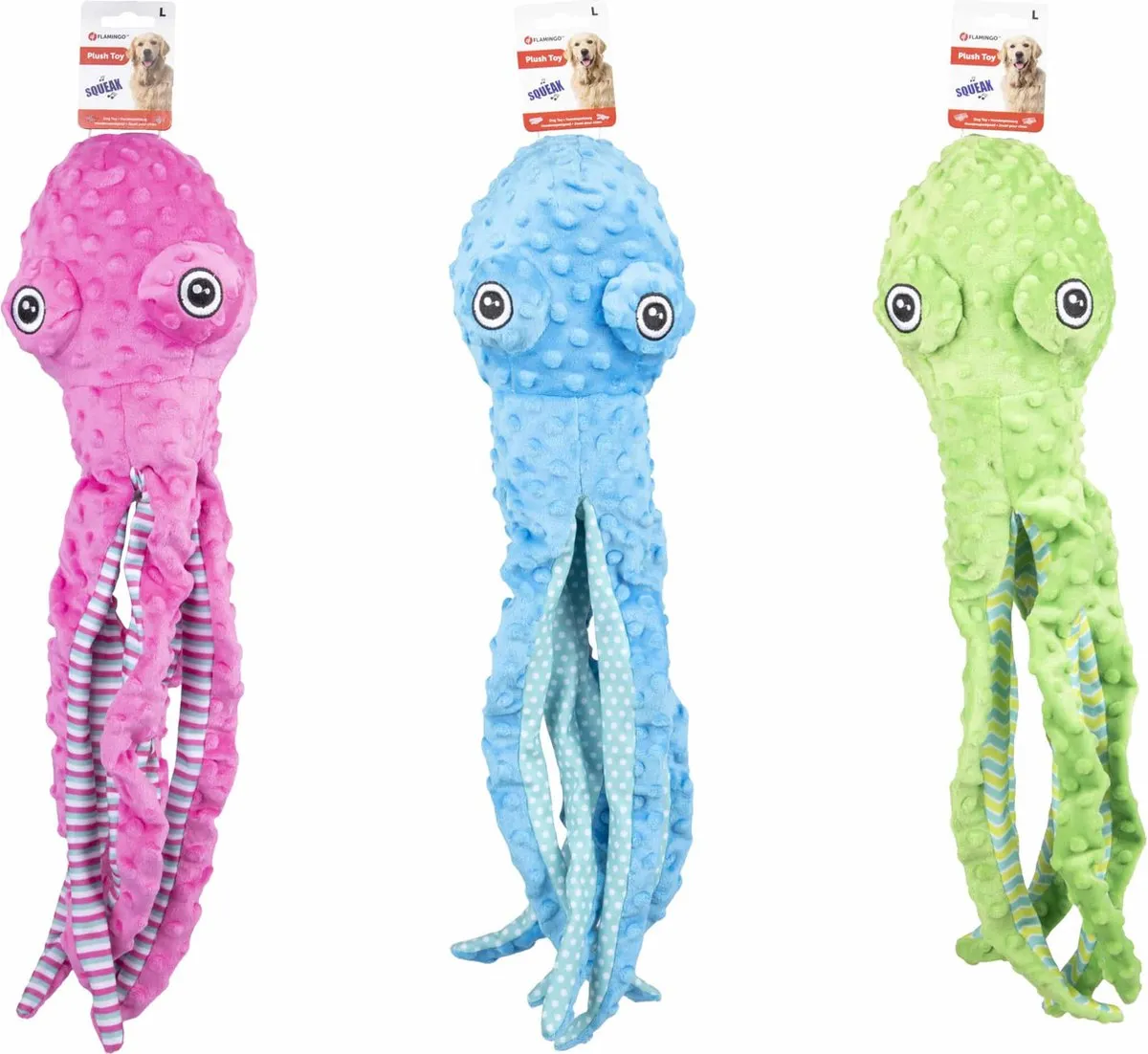 Flamingo Bubbly Octopus Pluche Hondenspeeltje 60cm - L