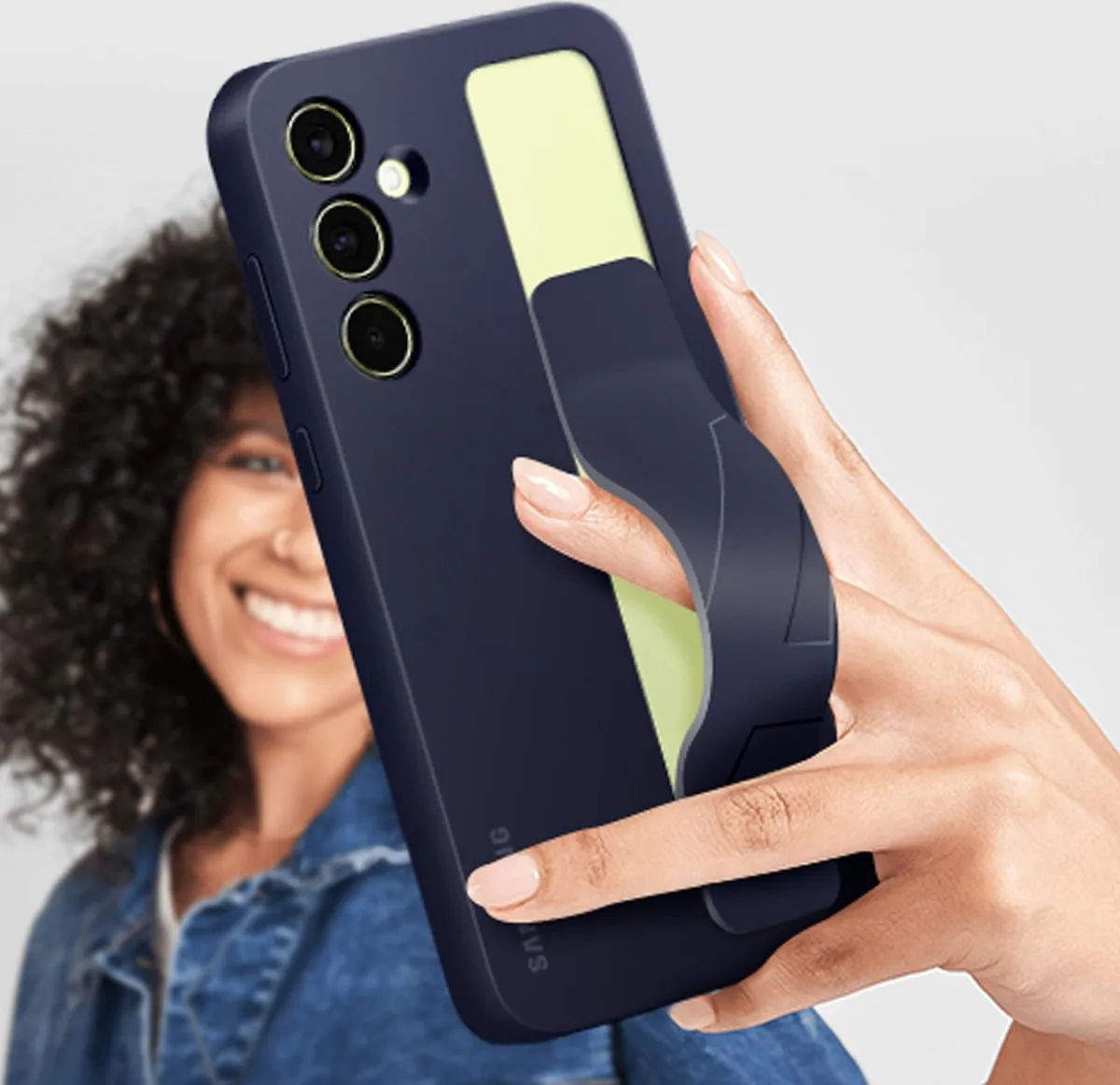 Samsung Standing Grip Case Galaxy A55 5G EF-GA556TBEGWW - Blauw Zwart - afbeelding 6 van 6