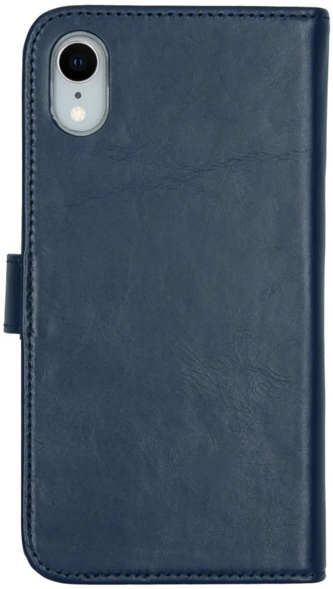 Selencia Hoesje iPhone XR Echt Lederen Bookcase Blauw - 3 Pasjes