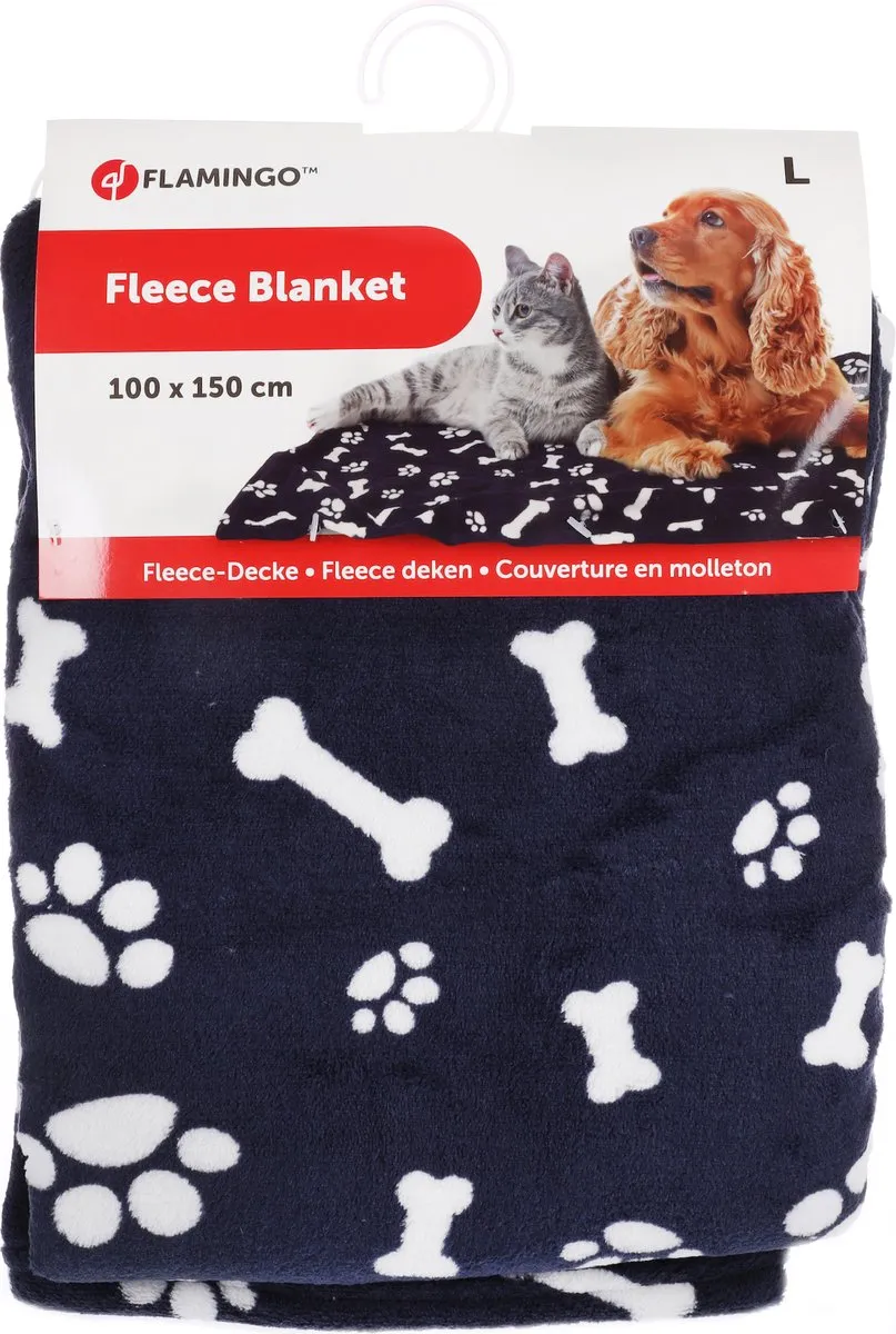 Flamingo Zuma Fleece Deken - 100x150cm - Donkerblauw