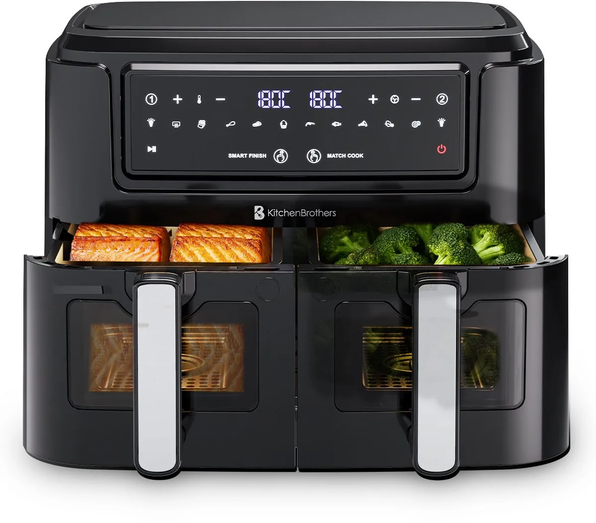 KitchenBrothers Dubbele Airfryer 2400W 9L