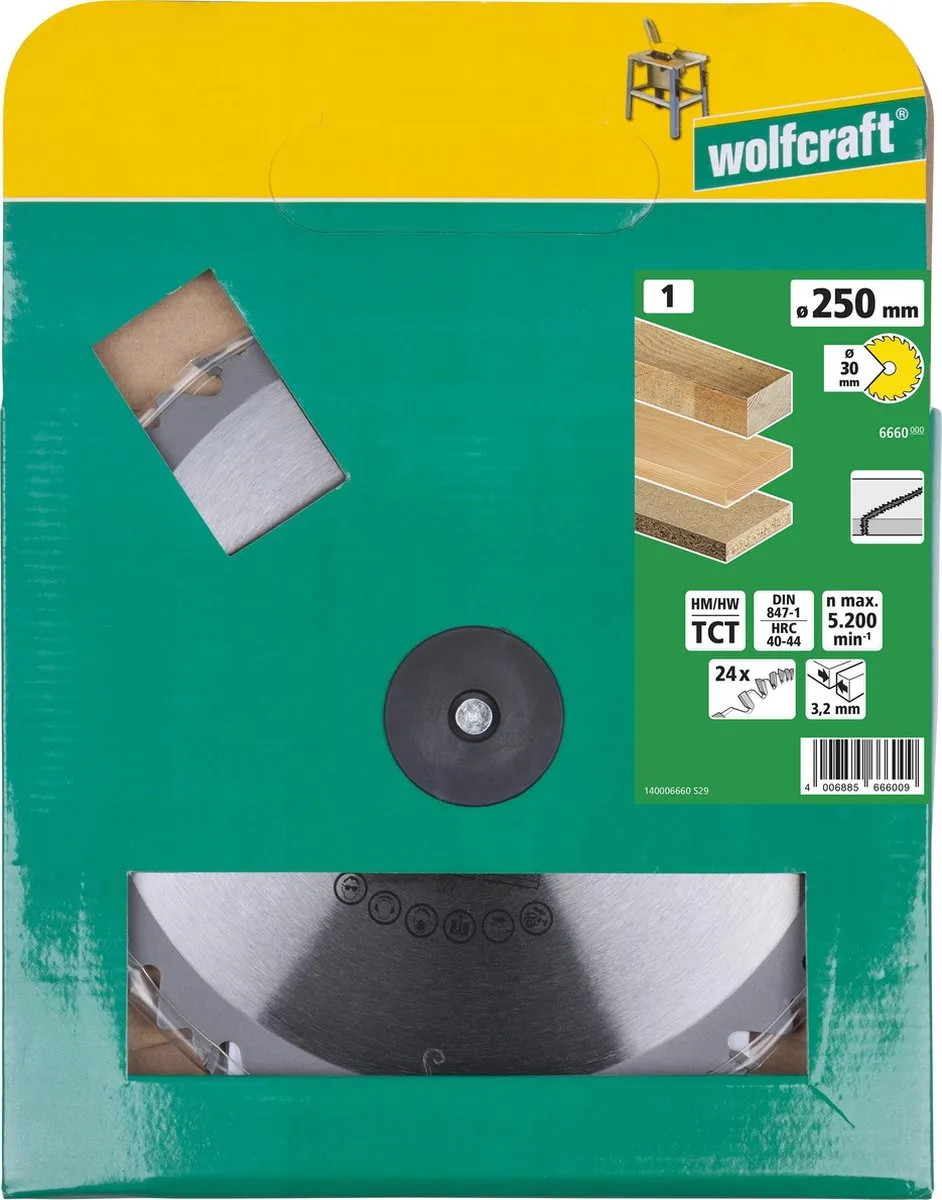 Wolfcraft HM Tafelcirkelzaagblad 6660000 - 24 Tanden