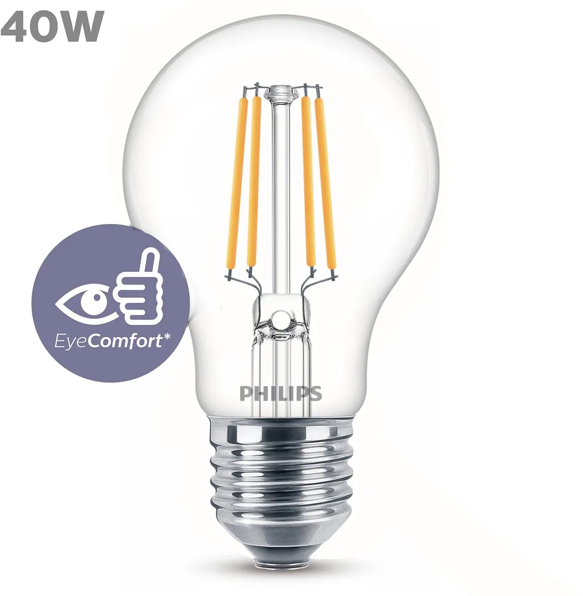 Philips LED E27 Warmwit 4.3W - Helder glas