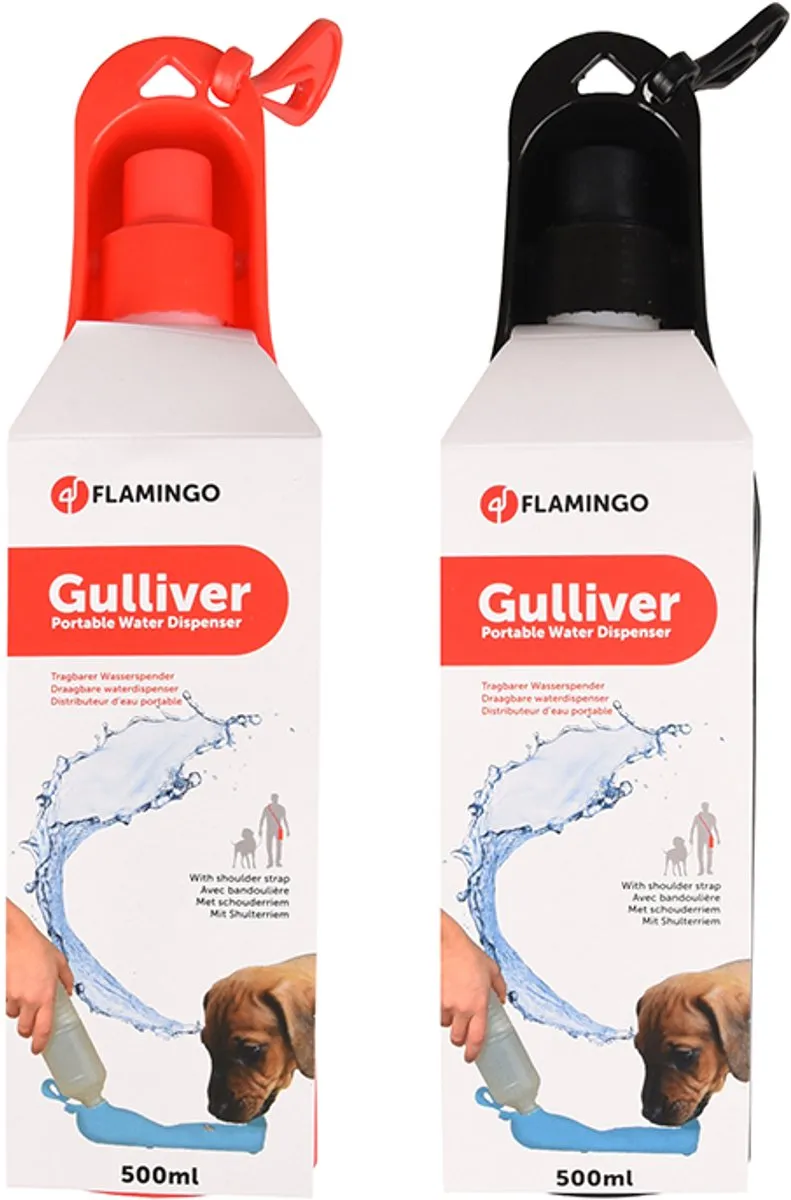 Flamingo Gulliver Waterfles Honden 750ml - Rood