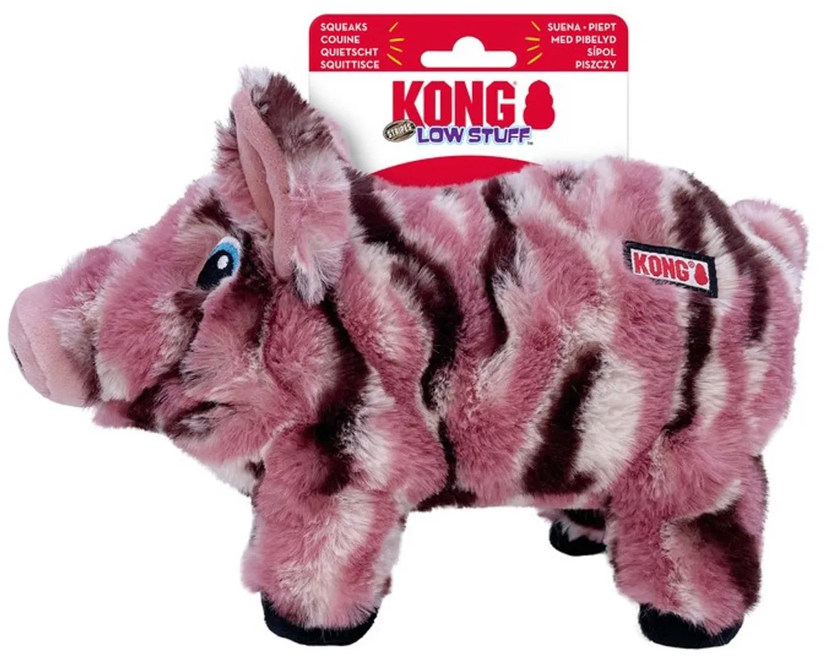 KONG Low Stuff Stripes Pig - Roze