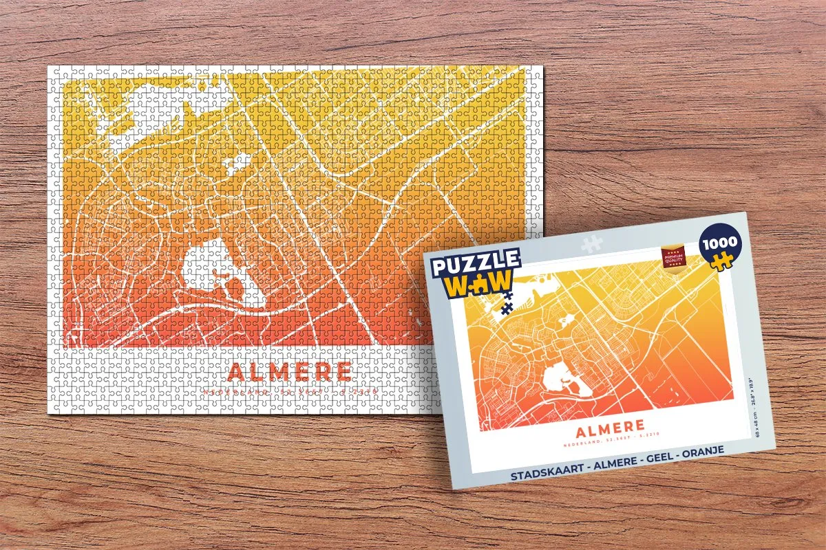 PuzzleWow Stadskaart Almere Legpuzzel 1000 Stuks - Multicolor