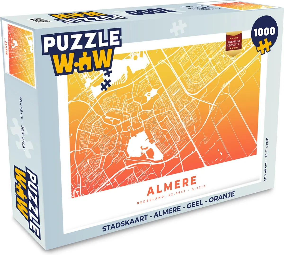 PuzzleWow Stadskaart Almere Legpuzzel 1000 Stuks