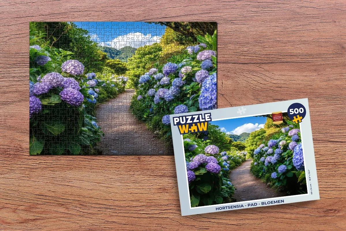 PuzzleWow Hortensia Pad Legpuzzel 500 Stuks