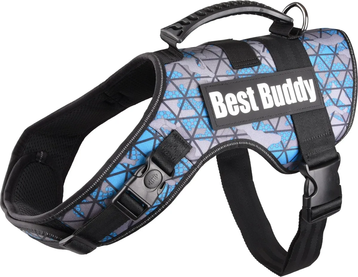 Flamingo Uranus Harnas Best Buddy Blauw Camouflage XXL 95-130cm