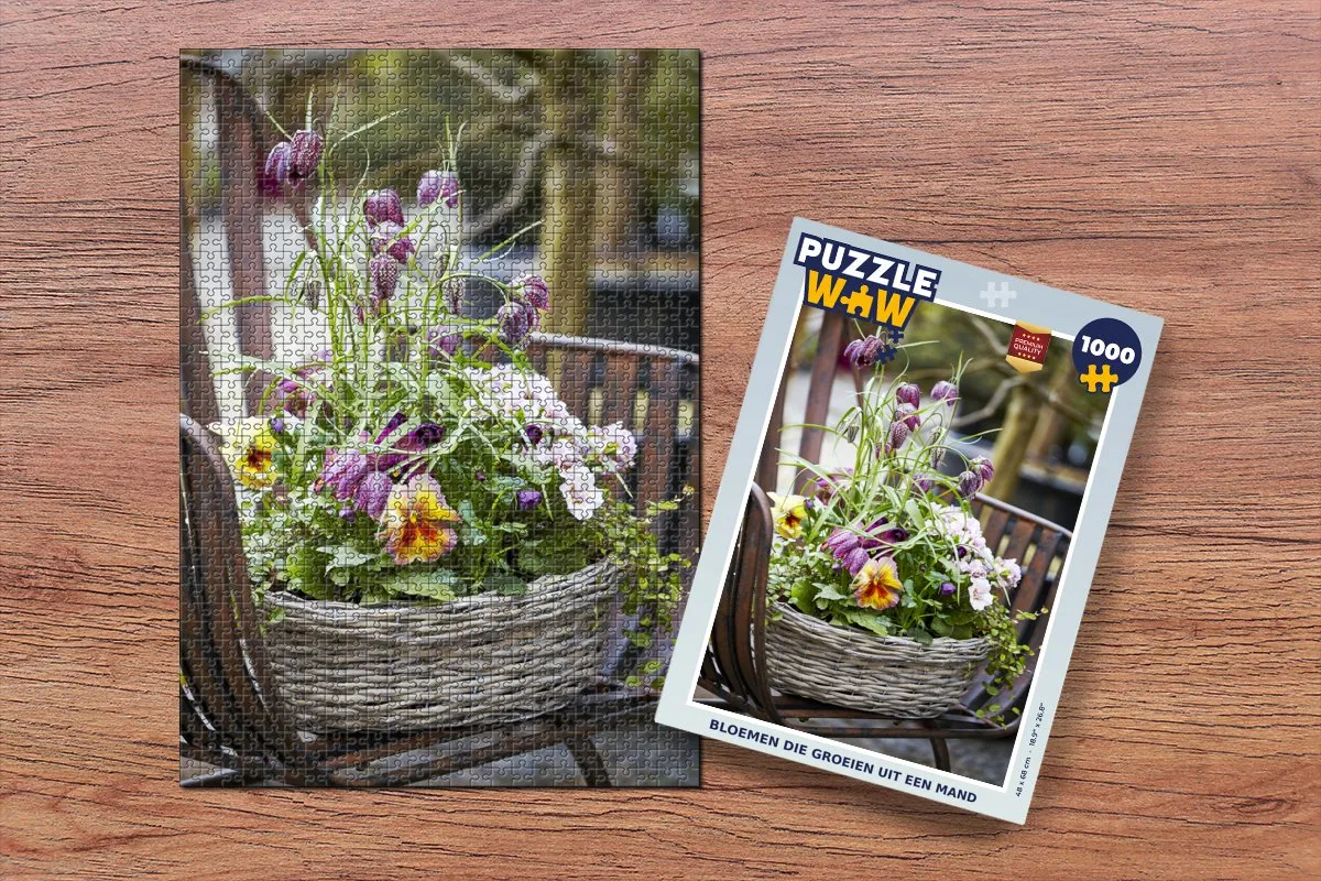 PuzzleWow Bloemen Mand Legpuzzel 1000 Stuks - Multicolor