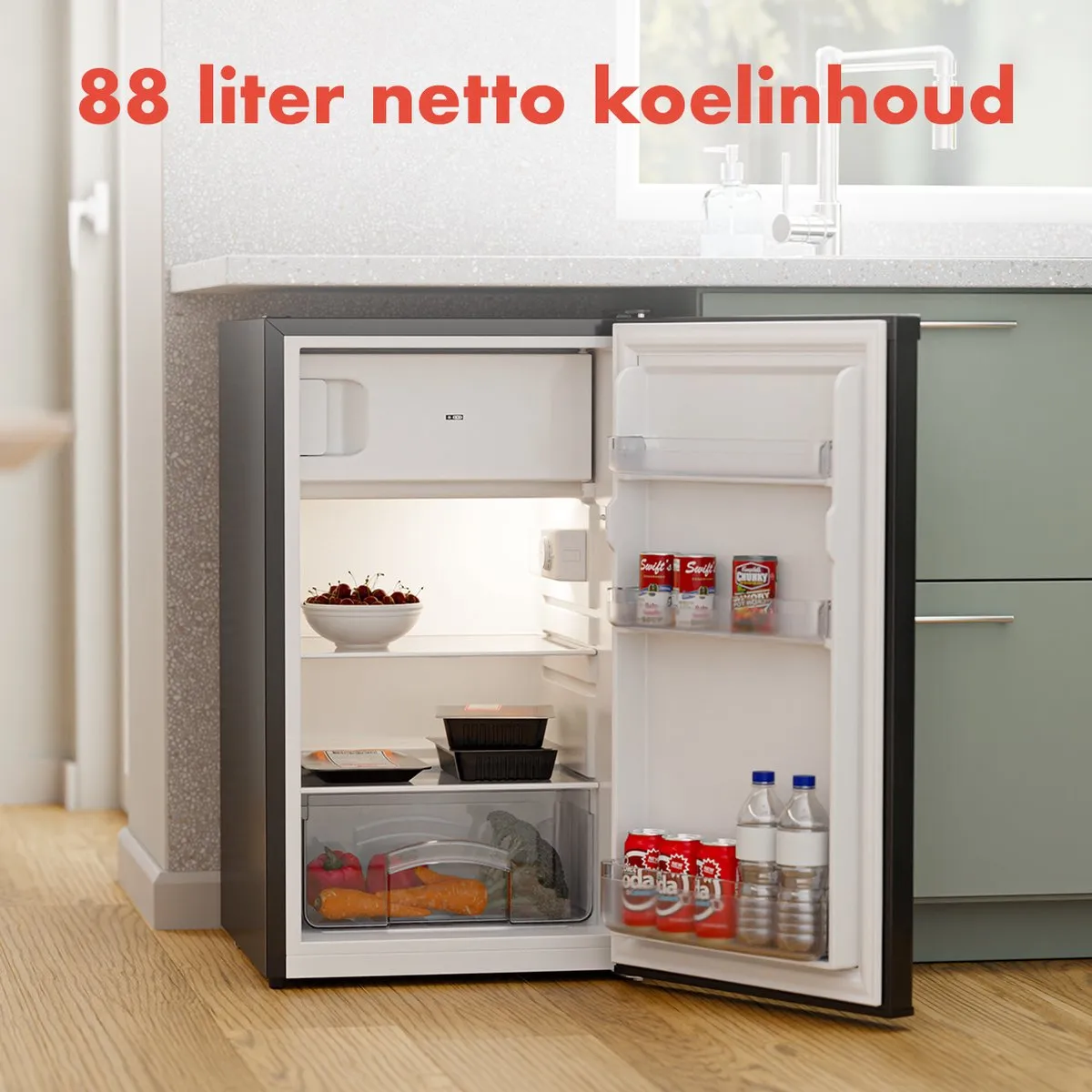 KitchenBrothers KB4036 Koelvriescombinatie 88L - Zwart