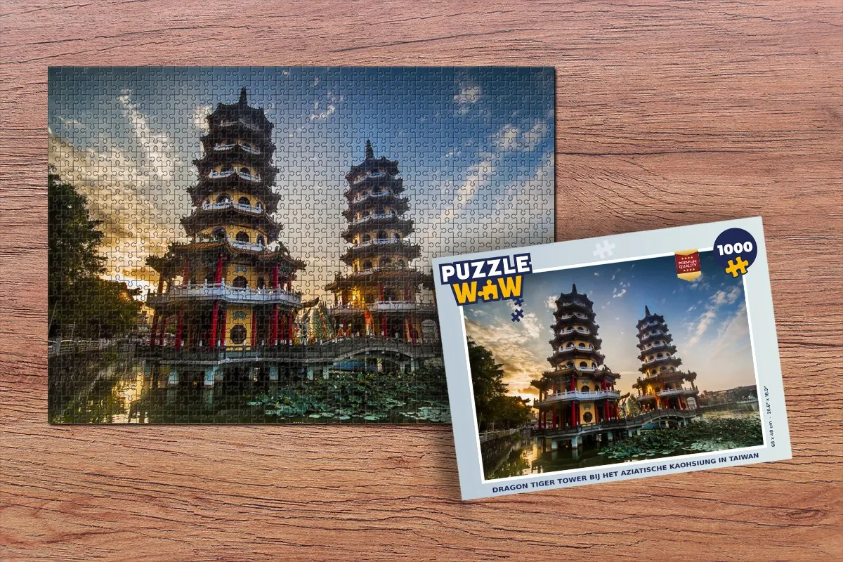 PuzzleWow Dragon Tiger Tower Legpuzzel 1000 Stuks