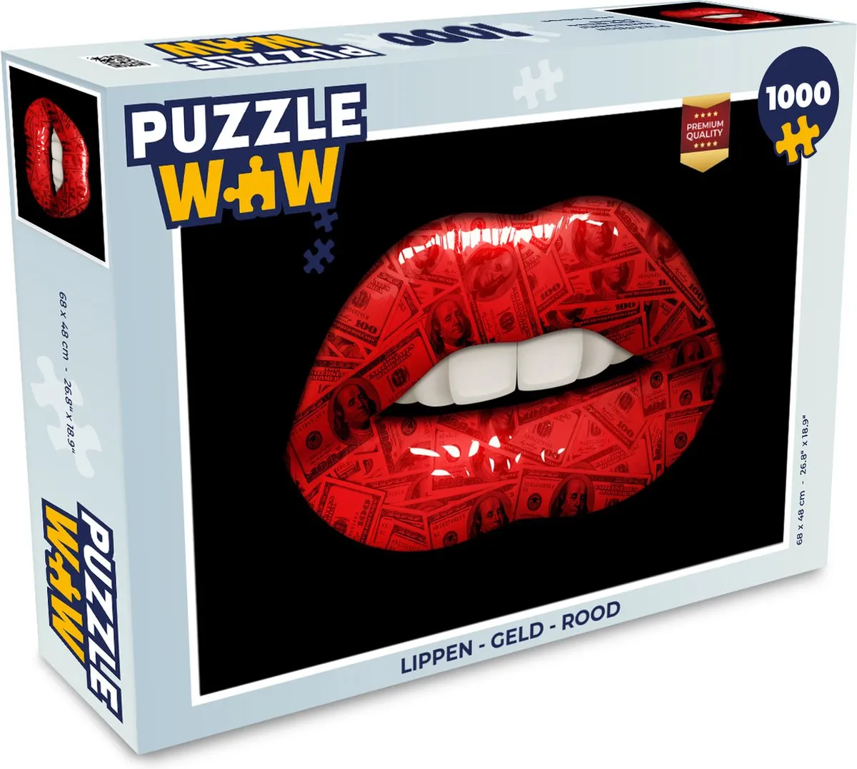 PuzzleWow Lippen Geld Rood Legpuzzel 1000 Stuks