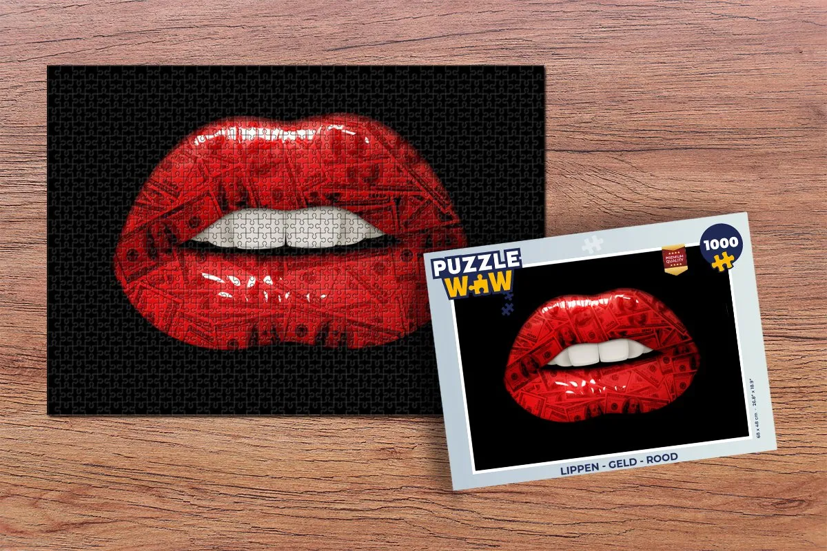 PuzzleWow Lippen Geld Rood Legpuzzel 1000 Stuks