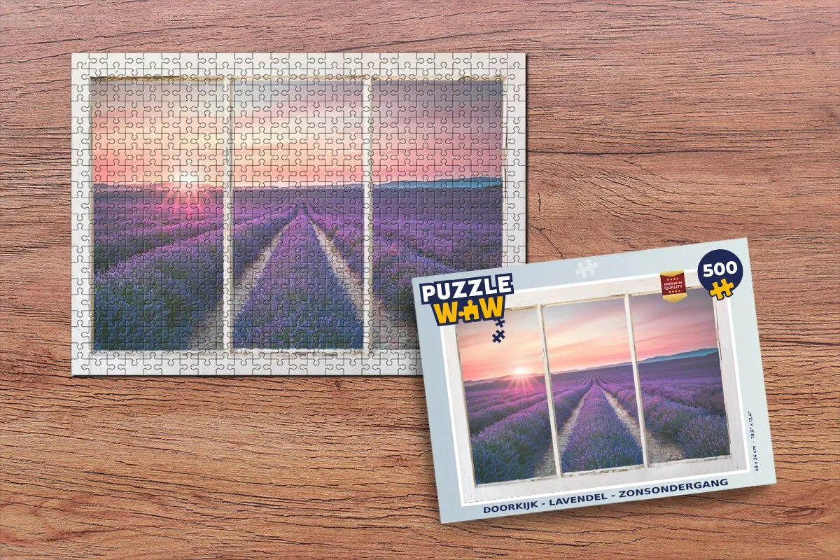 PuzzleWow Doorkijk Lavendel Zonsondergang Legpuzzel 500 Stuks