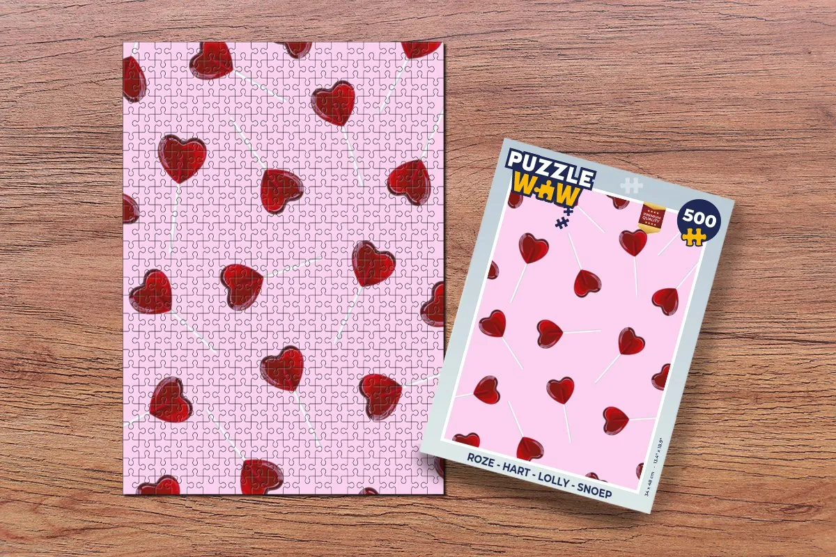 PuzzleWow Legpuzzel Hartjes Roze 500 Stuks