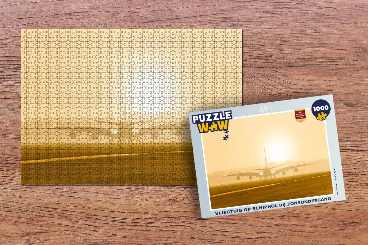 PuzzleWow Legpuzzel 1000 Stuks - Vliegtuig op Schiphol Multicolor