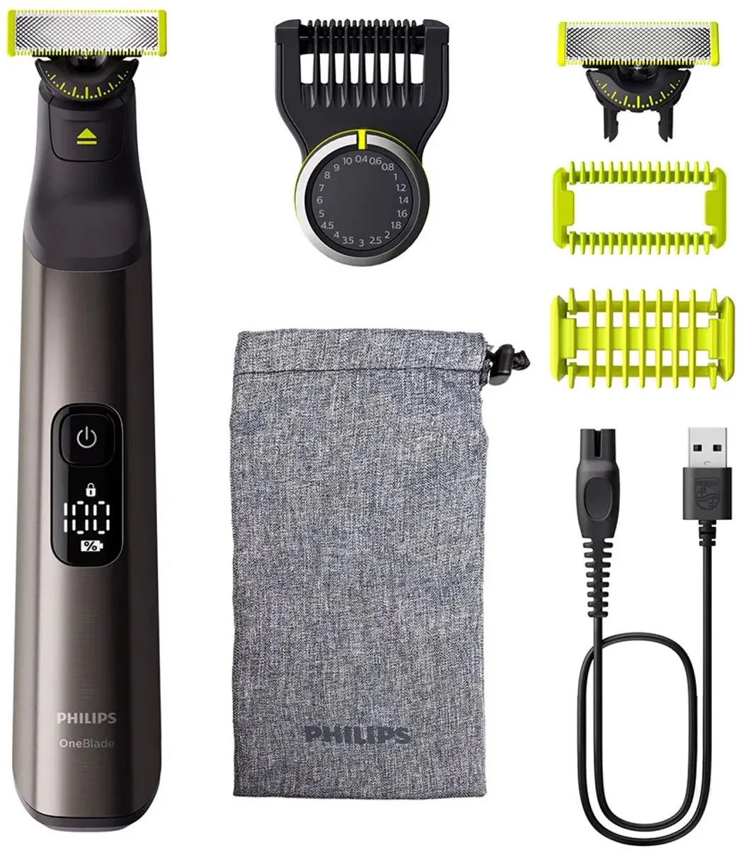 Philips OneBlade QP6552/15 Baardtrimmer - Nat & Droog - 5 Opzetstukken - Chroom - afbeelding 6 van 6