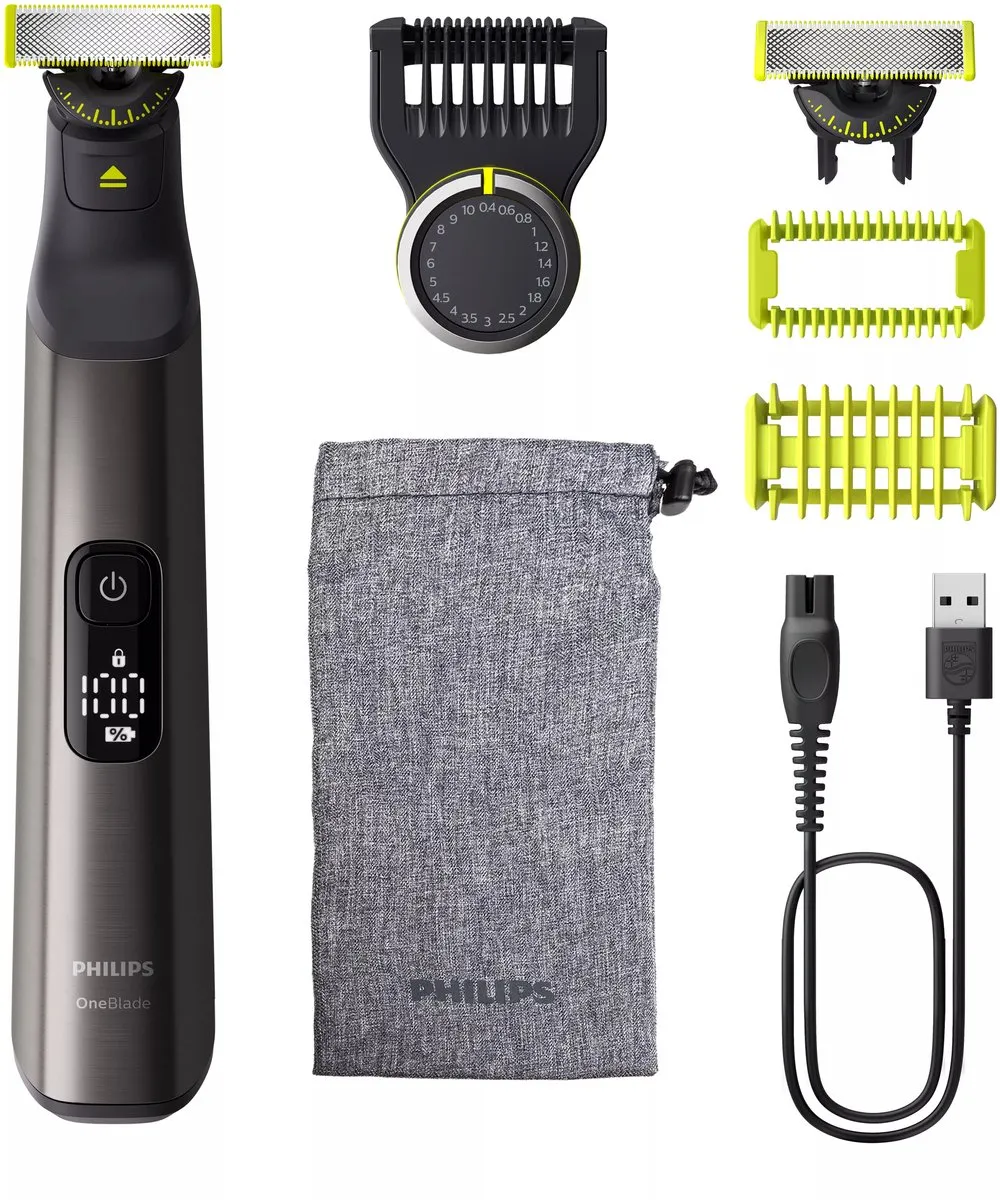 Philips OneBlade QP6552/15 Baardtrimmer - Nat & Droog - 5 Opzetstukken - Chroom