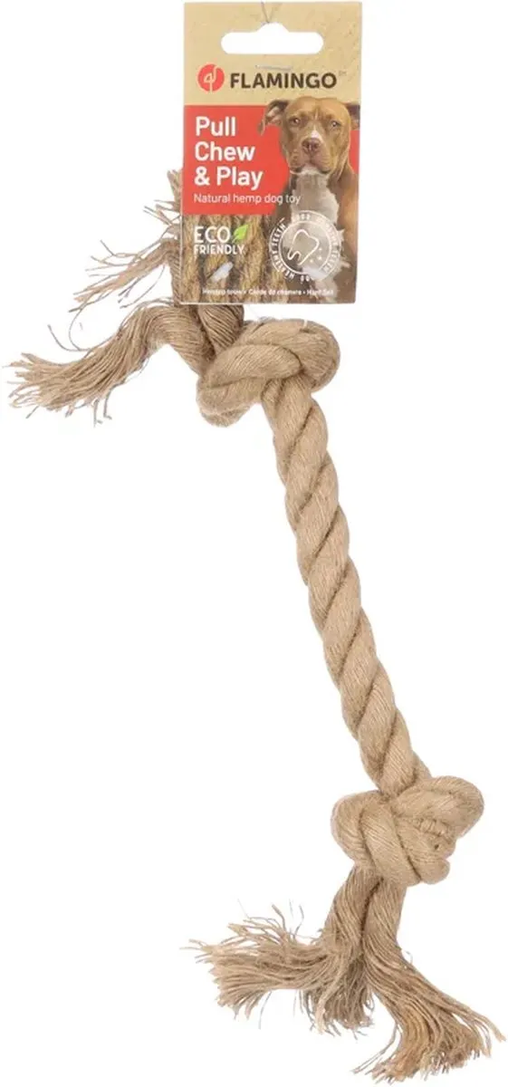 Flamingo Hondenspeelgoed Touw met 2 Knopen 33cm - Bruin - afbeelding 3 van 3